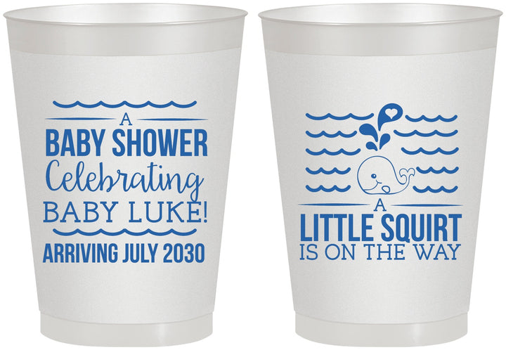 Personalized Baby Shower 8 oz Frosted Cups - Little Squirt On The Way | 90043