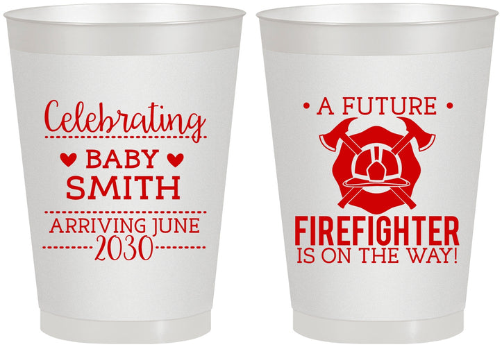 Personalized Baby Shower 8 oz Frosted Cups - Future Firefighter | 90048
