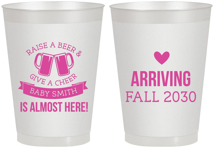 Personalized Baby Shower 8 oz Frosted Cups - Raise A Beer | 90049