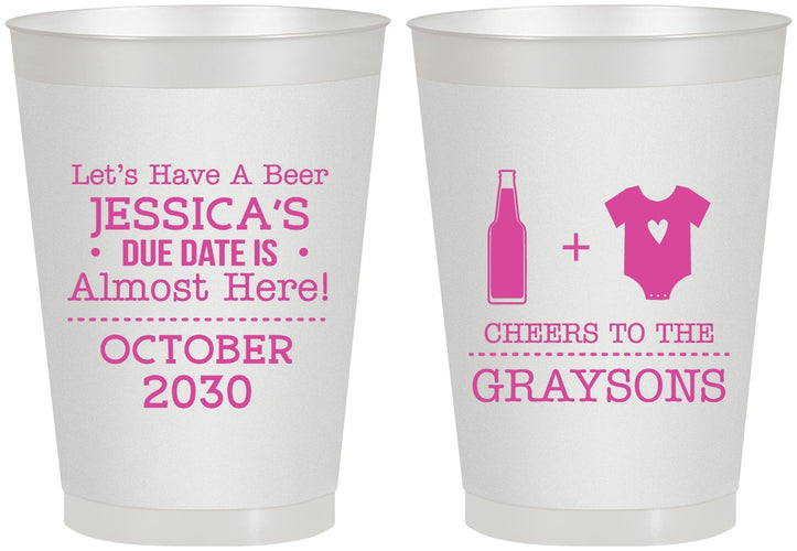 Personalized Baby Shower 8 oz Frosted Cups - Due Date Almost Here | 90052
