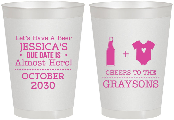 Personalized Baby Shower 8 oz Frosted Cups - Due Date Almost Here | 90052