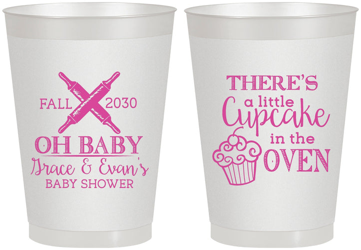 Personalized Baby Shower 8 oz Frosted Cups - Cupcake In The Oven | 90059