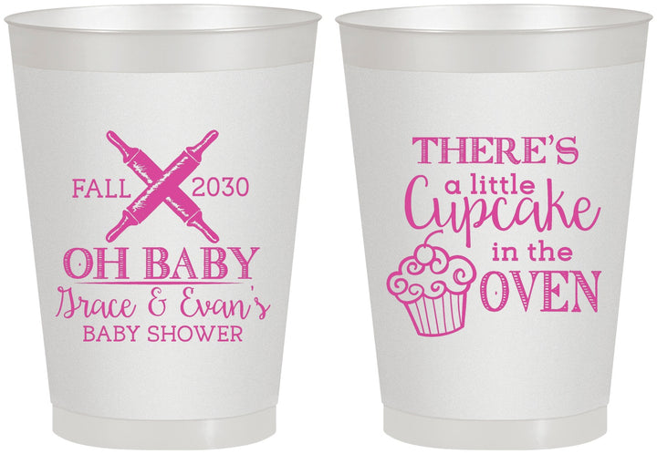 Personalized Baby Shower 8 oz Frosted Cups - Cupcake In The Oven | 90059