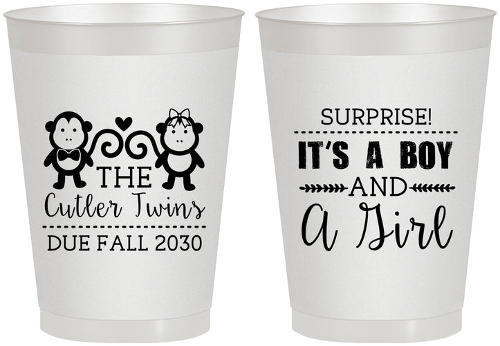 Personalized Baby Shower 8 oz Frosted Cups - Gender Reveal Boy Or Girl | 90063