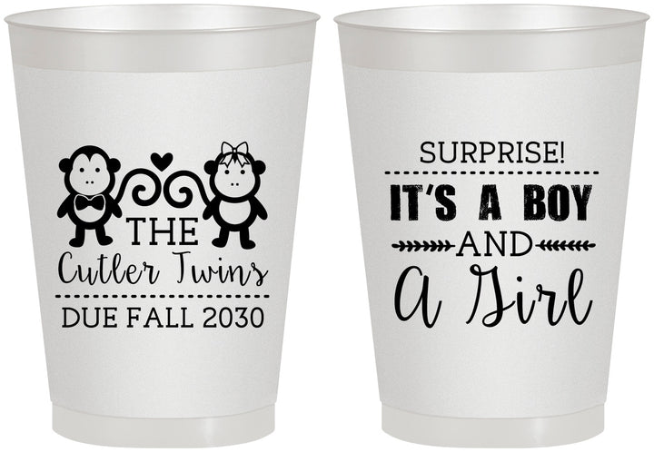 Personalized Baby Shower 8 oz Frosted Cups - Gender Reveal Boy Or Girl | 90063