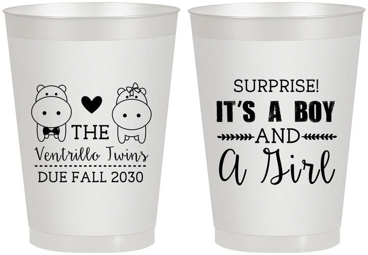 Personalized Baby Shower 8 oz Frosted Cups - Gender Reveal Boy Or Girl | 90064