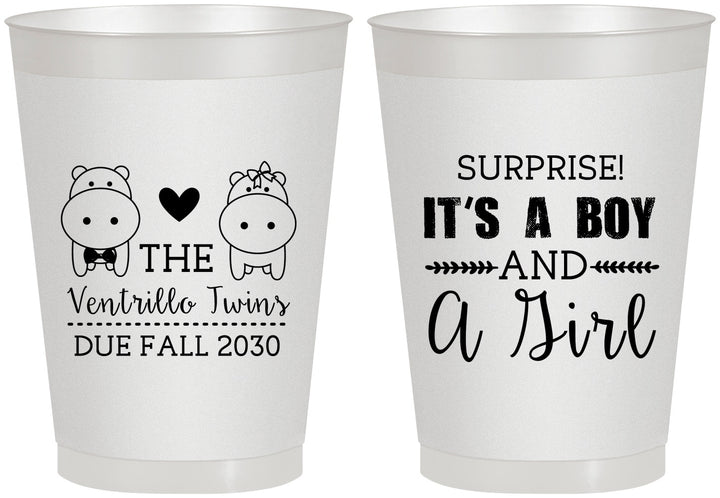 Personalized Baby Shower 8 oz Frosted Cups - Gender Reveal Boy Or Girl | 90064