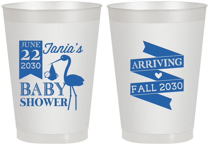 Personalized Baby Shower 8 oz Frosted Cups - Stork | 90073