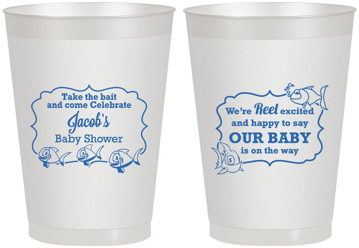 Personalized Baby Shower 8 oz Frosted Cups - Fish | 90075