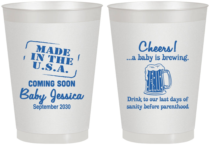 Personalized Baby Shower 8 oz Frosted Cups - Made In The Usa | 90079