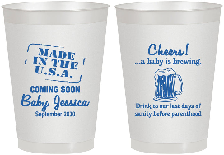 Personalized Baby Shower 8 oz Frosted Cups - Made In The Usa | 90079