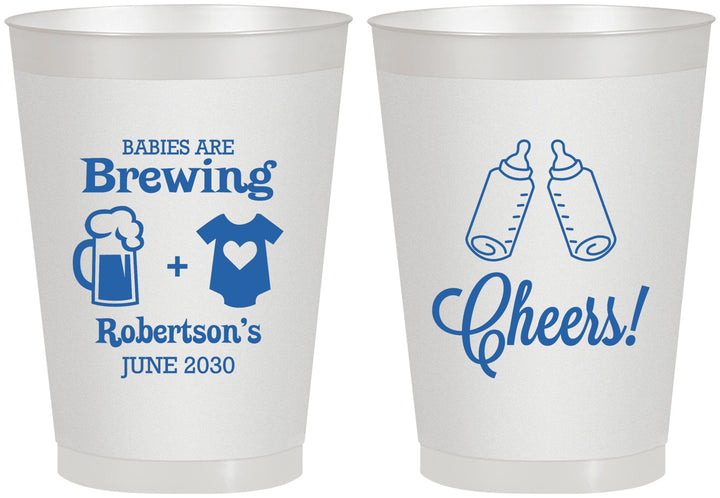 Personalized Baby Shower 8 oz Frosted Cups - Babies Are Brewing | 90080