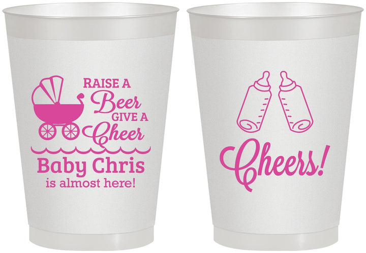 Personalized Baby Shower 8 oz Frosted Cups - Raise A Beer | 90081
