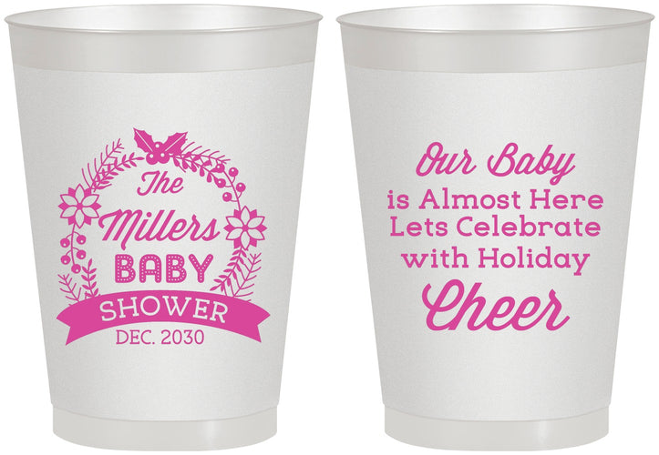 Personalized Baby Shower 8 oz Frosted Cups - Holiday | 90086