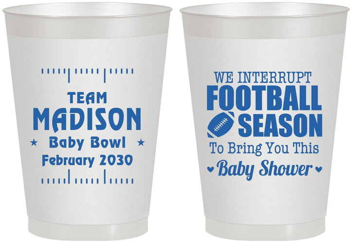 Personalized Baby Shower 8 oz Frosted Cups - Football | 90091