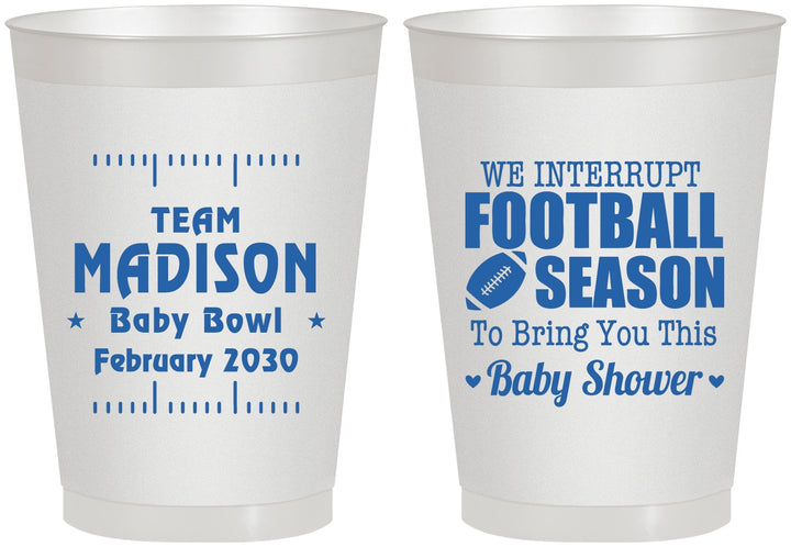 Personalized Baby Shower 8 oz Frosted Cups - Football | 90091