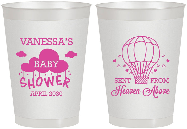 Personalized Baby Shower 8 oz Frosted Cups - Hot Air Balloon | 90097