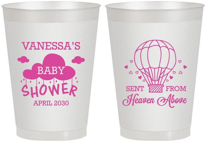 Personalized Baby Shower 8 oz Frosted Cups - Hot Air Balloon | 90097