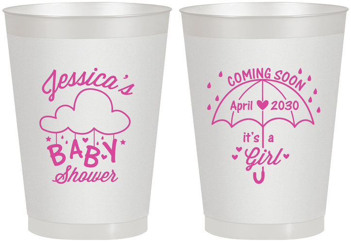 Personalized Baby Shower 8 oz Frosted Cups - April Showers May Babies | 90099