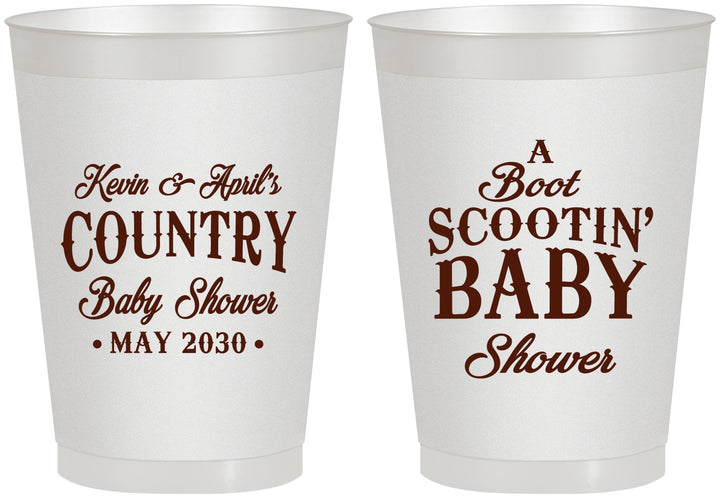 Personalized Baby Shower 8 oz Frosted Cups - Boot Scootin | 90100