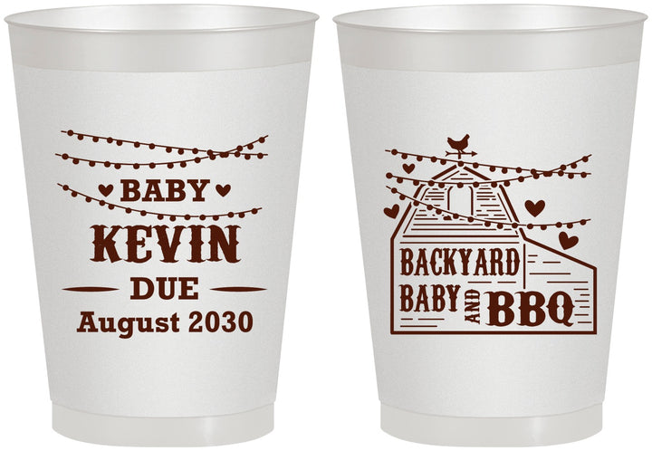 Personalized Baby Shower 8 oz Frosted Cups - Baby And Bbq | 90101