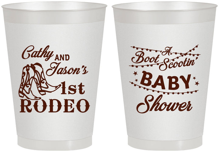 Personalized Baby Shower 8 oz Frosted Cups - Rodeo Boot Scootin | 90103