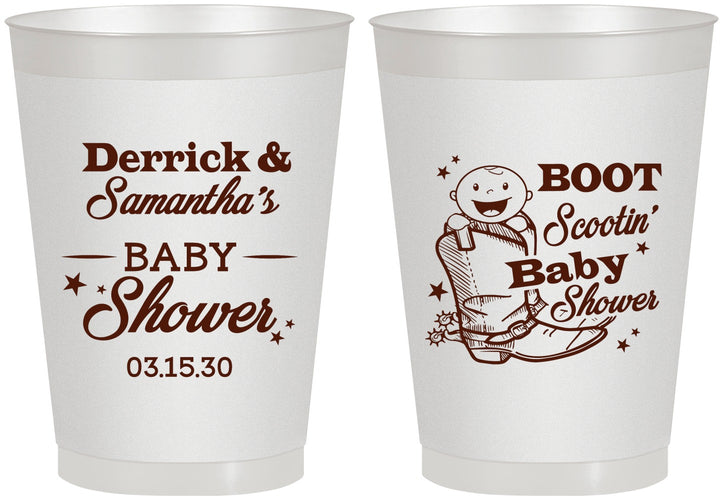 Personalized Baby Shower 8 oz Frosted Cups - Boot Scootin | 90106