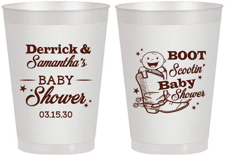 Personalized Baby Shower 8 oz Frosted Cups - Boot Scootin | 90106