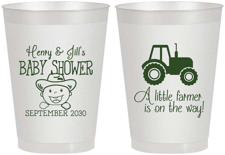 Personalized Baby Shower 8 oz Frosted Cups - Little Farmer | 90108