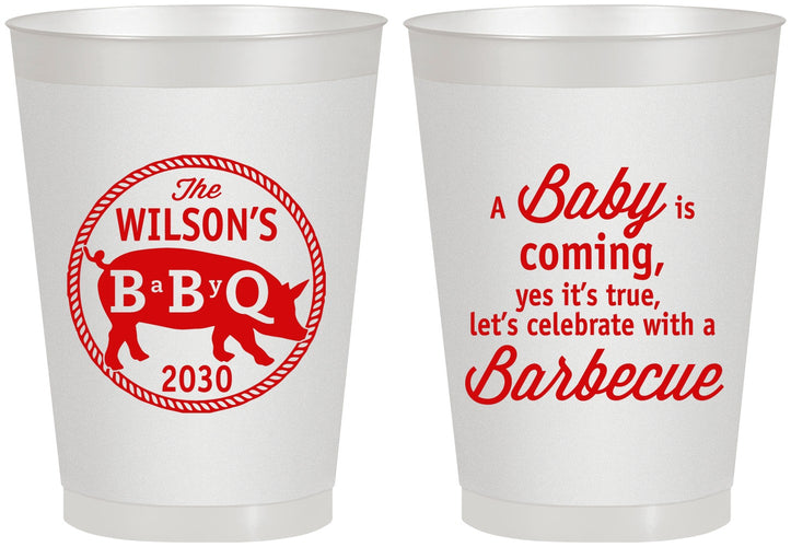Personalized Baby Shower 8 oz Frosted Cups - Bbq | 90110