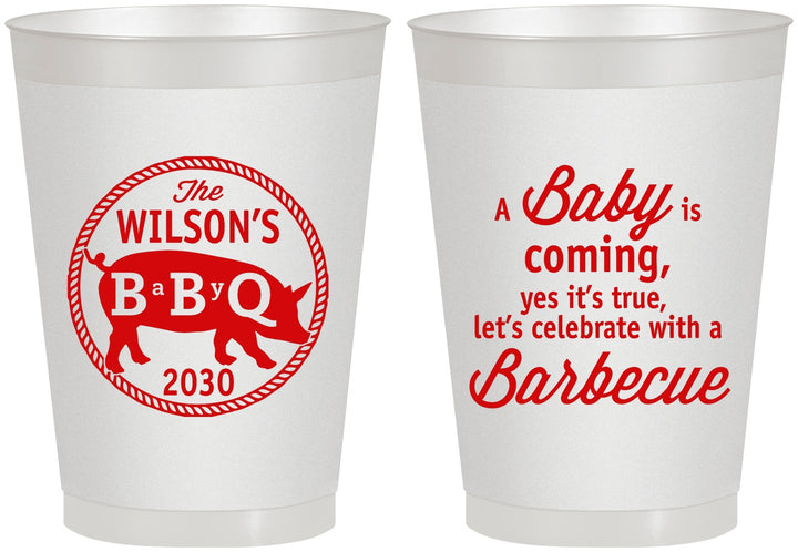 Personalized Baby Shower 8 oz Frosted Cups - Bbq | 90110