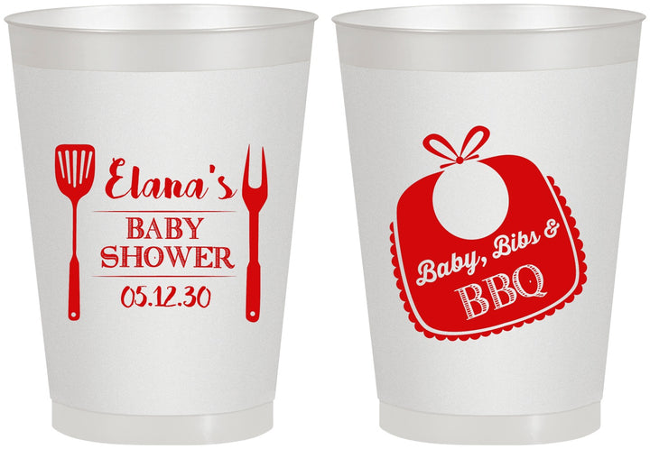 Personalized Baby Shower 8 oz Frosted Cups - Beers Bbq Babies | 90114