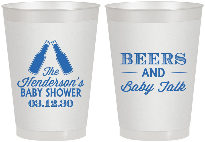 Personalized Baby Shower 8 oz Frosted Cups - Beers And Baby Talk | 90117