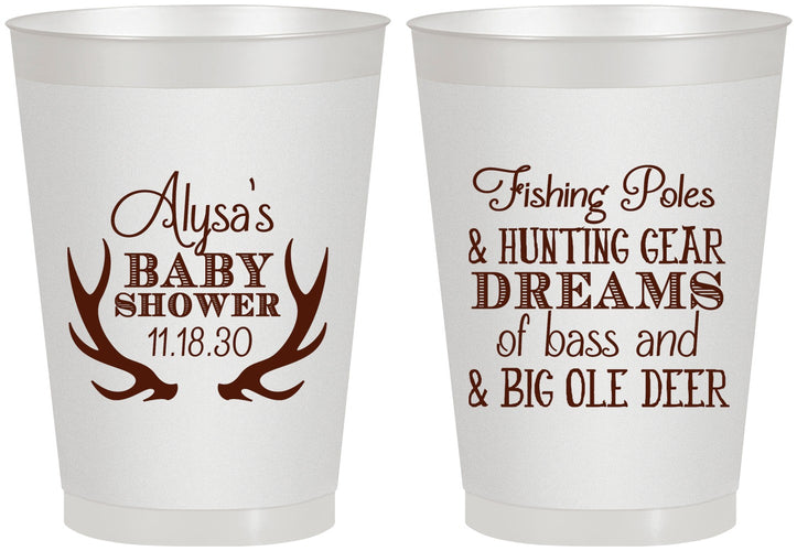 Personalized Baby Shower 8 oz Frosted Cups - Bass Deer | 90120