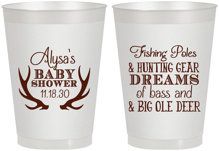 Personalized Baby Shower 8 oz Frosted Cups - Bass Deer | 90120
