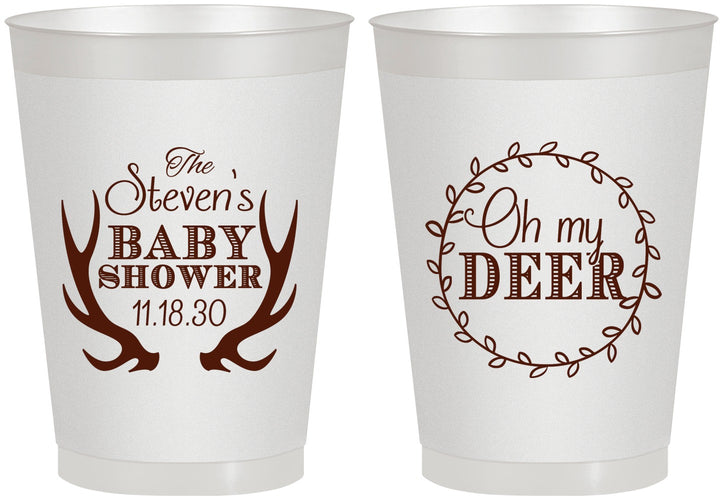 Personalized Baby Shower 8 oz Frosted Cups - Oh My Deer Christmas | 90121