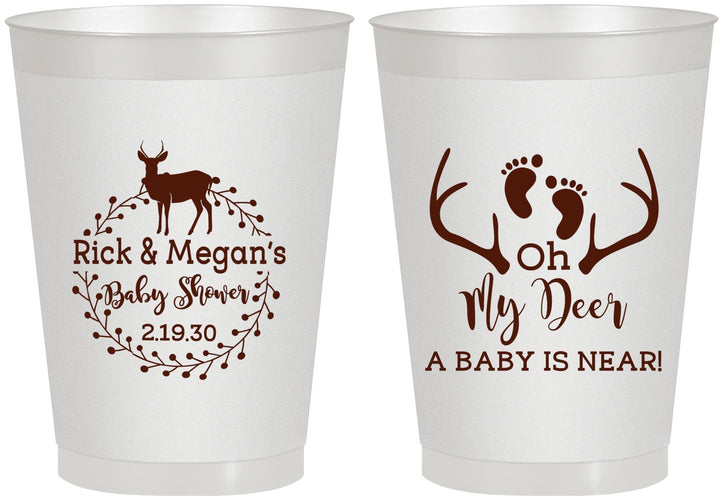 Personalized Baby Shower 8 oz Frosted Cups - Oh My Deer | 90123