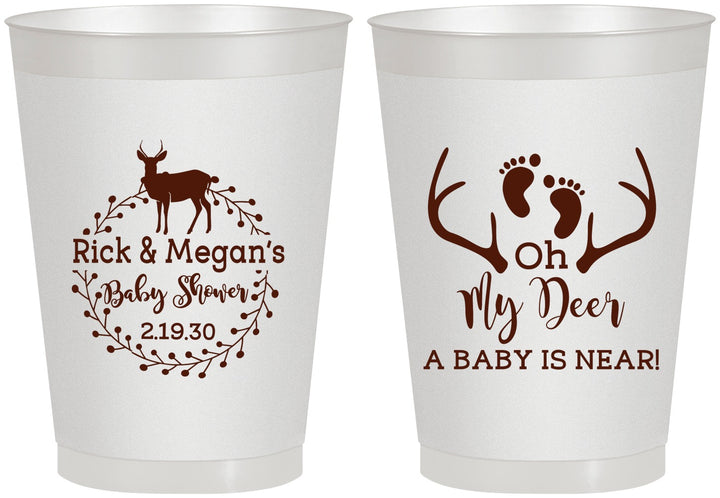 Personalized Baby Shower 8 oz Frosted Cups - Oh My Deer | 90123
