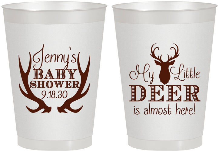 Personalized Baby Shower 8 oz Frosted Cups - My Little Deer | 90124