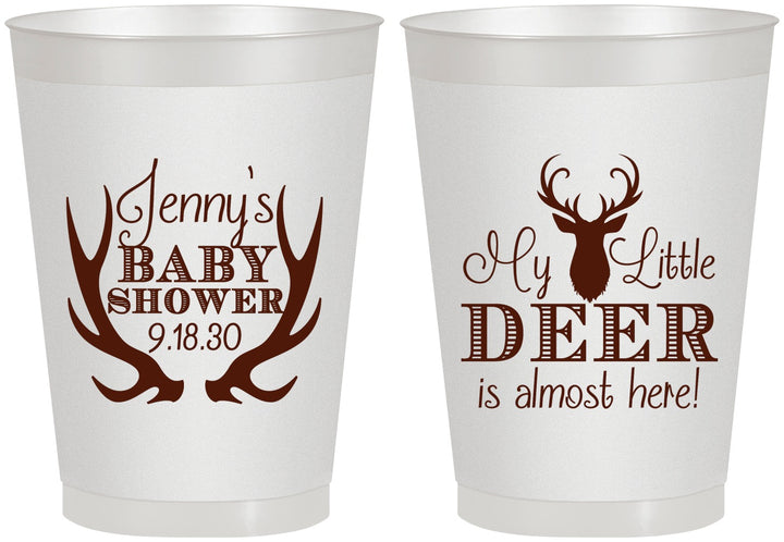 Personalized Baby Shower 8 oz Frosted Cups - My Little Deer | 90124