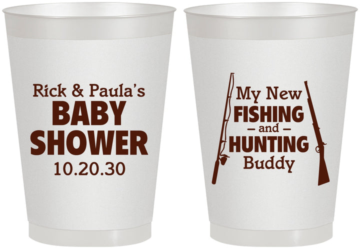 Personalized Baby Shower 8 oz Frosted Cups - Fishing Hunting | 90126