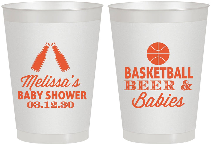 Personalized Baby Shower 8 oz Frosted Cups - Basketball Beer Babies | 90134
