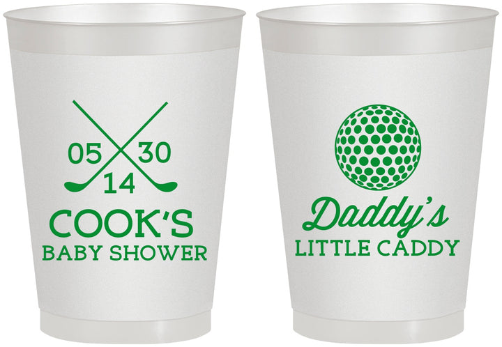 Personalized Baby Shower 8 oz Frosted Cups - Golf Little Caddy | 90135