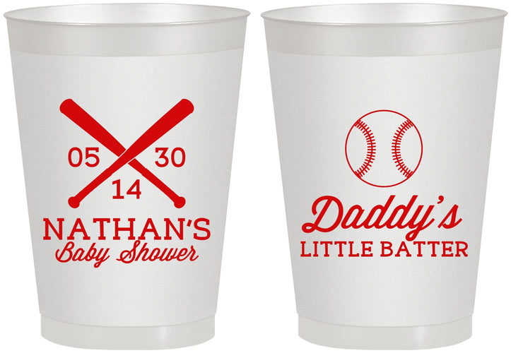 Personalized Baby Shower 8 oz Frosted Cups - Baseball Little Batter | 90136