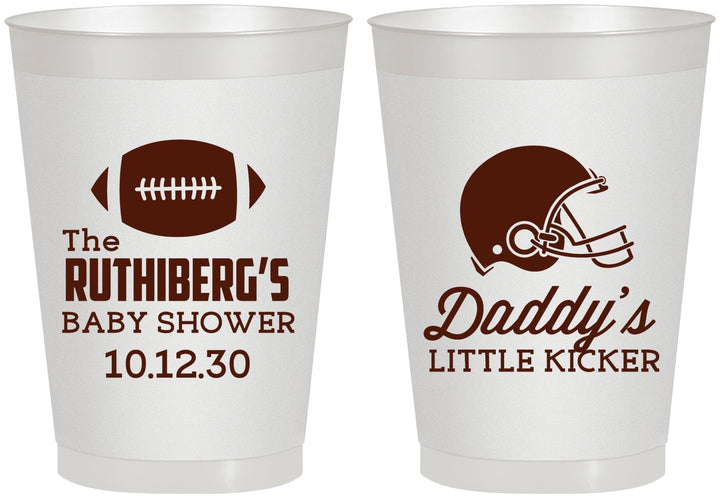 Personalized Baby Shower 8 oz Frosted Cups - Football Little Kicker | 90139