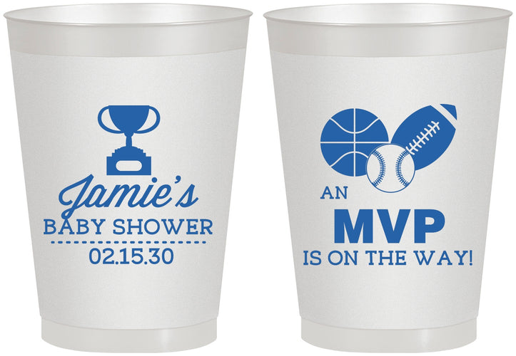 Personalized Baby Shower 8 oz Frosted Cups - Sports Mvp | 90141