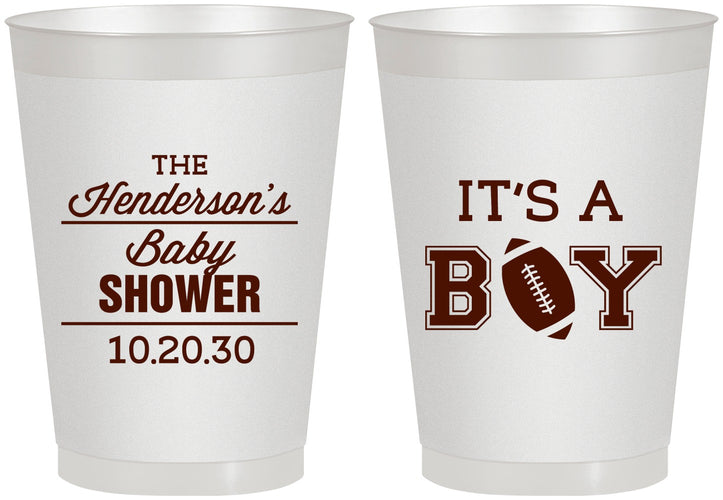 Personalized Baby Shower 8 oz Frosted Cups - Football | 90142