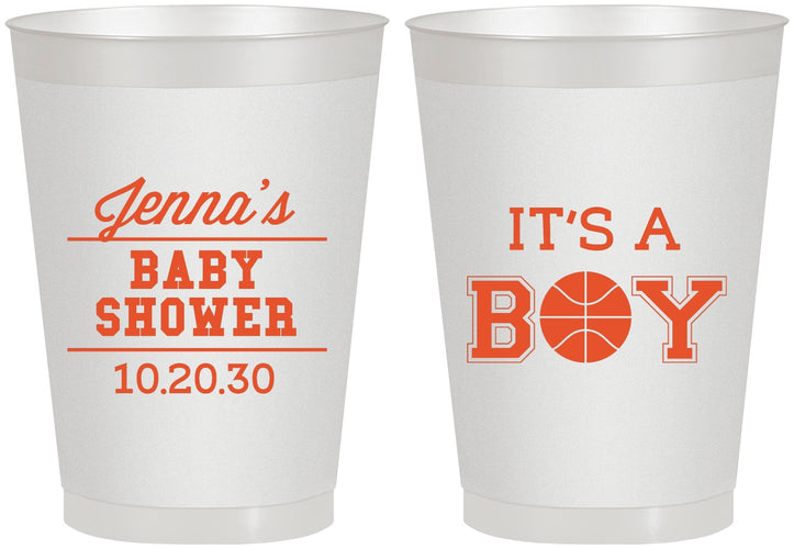 Personalized Baby Shower 8 oz Frosted Cups - Basketball Its A Boy | 90144