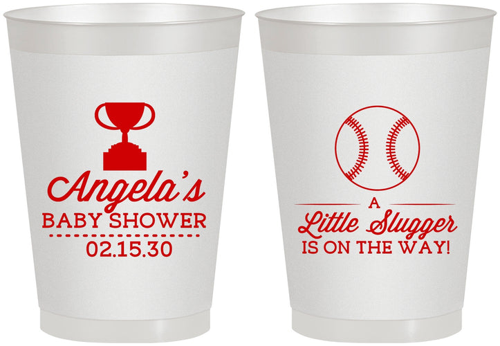 Personalized Baby Shower 8 oz Frosted Cups - Baseball Little Slugger | 90145