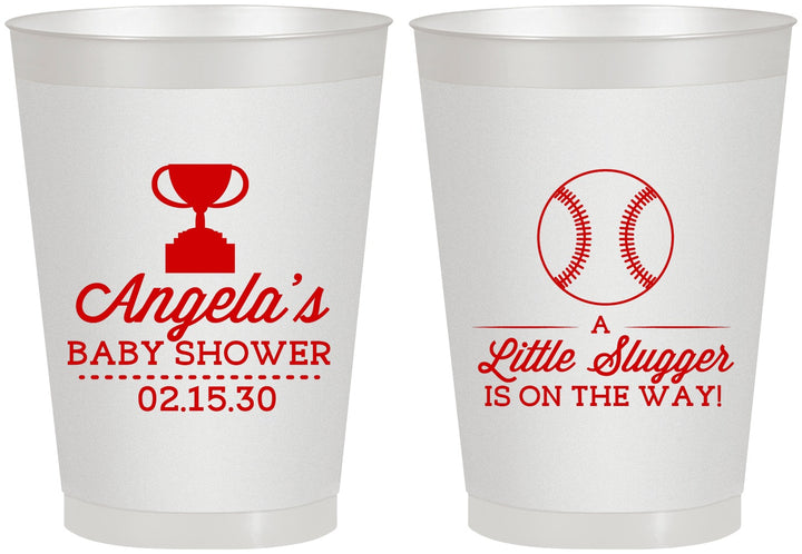 Personalized Baby Shower 8 oz Frosted Cups - Baseball Little Slugger | 90145